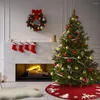 Christmas Decorations Knitting Tree Skirt Carpet Faux Fur Snowy Red Plush Mat Blanket Merry Party