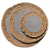 Tafelmatten Round Natural Rattan Coasters Bowl Pad Handgemaakte isolatie Placemats Padding Cup Keukendecoratie benodigdheden