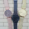 Wristwatches Colors Big Dial Gold Alloy Mesh Belt Watch Personality Design Frosted Surface Numbers Quartz