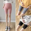 Mutterschaftsboden dünne schwangere Frau Yogahosen hohe Taille Bauch aktive Leggings gestreckte knielange Bauchhosen Sport Shorts