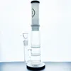 12-inch double-layer honeycomb glass water pipe, leaf label milky white 18mm inner frosted grass bowl