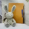 Keychains Lanyards 38cm Stuffed Bunny Dolls Ring Cute Luxury Diamond Rhinestone Rabbit Animal Plush Toys Pu Leather Brown Flower Cartoon Gifts for Women Kids