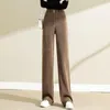 Spodnie damskie jesień 2023 Moda zimowa szeroka noga damska swobodna ciepła wysoka talia prosta sztruko luźne spodnie R48