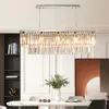 Lustres Rectangle Chrome Lustre pour salon chambre LED cristal cuisine lampe suspendue de luxe