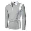 Polo da uomo Trend Fashion Camicia con risvolto Manica lunga Cucitura T-shirt sportiva casual Top 230211