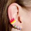 Hoop Earrings Colorful C-Shaped Retro Simple Metal Enamel Fashion Geometric Small For Women Jewelry