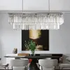 Lustres Rectangle Chrome Lustre pour salon chambre LED cristal cuisine lampe suspendue de luxe