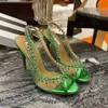 Sandales à talons hauts strass chaussures de banquet femmes de luxe transparent robe à bout ouvert chaussures de créateur usine classique 10CM chaussures à talons aiguilles 35-42 avec boîte