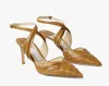 Kl￤nningskor Lyxig Basil Sandal Women's Pumps Ankle Strap High Heel Sexy Pointed Party Wedding EU35-43 med l￥da