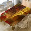 Nappe de Table rectangulaire avec peinture à l'huile, magnifique paysage, imperméable, résistante à l'huile, pour Banquet familial, pratique