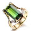 Anillos de racimo Piedras preciosas de esmeralda de lujo Cristal de jade verde para mujeres Femme Color dorado Anillos Bijou Zircon Diamond Fashion Party Jewelry1