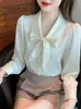 Women's Blouses Chiffon Shirts And Elegant Youth Woman Bow Vintage White Shirt Women Korean Women's Clothes Basic Tops