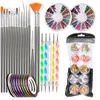 Nail Art Kits Pinselset Mehrere Designspitzen Zeichnen Schnitzen Dotting Pen Builder Flat Liner Acryl Gel Nagellack Maniküre