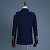 Herenpakken blazers met dubbele rijen pak jurk uniformen mannelijke kapitein franjes epauletten kostuums voorzagen dj persoonlijkheidsman pakmannen's