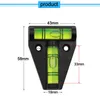 2pcs Horizontal Bubble Mini Spirit Level T Type Green Bullseye Circular High Precision Triangle Measuring Kit