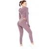 Active Sets 2023 Two Piece Set Women Sexy Midriff-baring With Knitting Fitness Suit Tracksuits Seamless Leggings Workout Pants