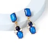 Dingle örhängen mode blå kristall högkvalitativ lyxiga strass bröllopsengagemang smycken tillbehör för kvinnor
