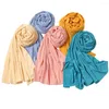 Vêtements ethniques 175 75 cm épaissir coton écharpe femmes musulman Hijab couleur unie chaud dames écharpes mode châle Wrap foulard automne hiver