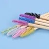 Eye Shadow 100 Pcs Bamboo Handle lash Brushes Disposable brow lash Mascara Wands Applicator Makeup Tools 230211