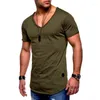 Hommes t-shirts 2023 été hommes T-Shirt couleur unie coton confortable hommes à manches courtes mode décontracté col en v hommes hauts