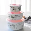 Bowls Bone China Fresh-keeping Bowl With Lid Instant Noodles Lunch Box Porcelain Ceramic Microwave Three Piece Set