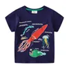 Ins babykleding katoen peuter jongens t shirt dinosaurus print kinderen tops short mouw baby tees zomer kinderen kleding 7 ontwerpen voor 2T-7T DW6838