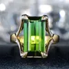 Anillos de racimo Piedras preciosas de esmeralda de lujo Cristal de jade verde para mujeres Femme Color dorado Anillos Bijou Zircon Diamond Fashion Party Jewelry1