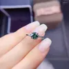 Cluster Rings 2023 Green Moissanite Ring 1CT 6.5MM Lab Blue Diamond Fine Jewelry Per le donne Anniversary Party Gift Real S925 Sterling Silver