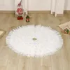 Christmas Decorations 1PCS White Tree Skirt Romantic Pleated Decorative Mat Holiday Party Family Living Room Decoration