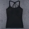 Camisols tanques uma peça de ladina de costas sem costura Free acolchoada em colete de camisa comprida com tira de halter preto Top feminino feminino mulheres
