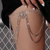 Enklets Fashion Full Rhinestone Elasticity Multi Layered Digh Chain on Leg Vrouw Rave Outfit Crystal Body Anklet Sieraden Geschenken