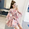 Casual Dresses Spring Vintage Fairy Mori Girl Slim Floral Chiffon Dress Fashion Teens Girls Temperament Student Dress Casual