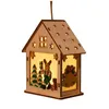 Christmas Decorations LED Light Wood House Cute Tree Hanging Ornaments Year Decor 2023 Holiday Decoration For Home