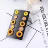 Stud Earrings 5pcs/Set Korean Trendy Girls Women Cute Vibrant Daisy Bright Resin Sunflower Glitter Faux Druzy Set
