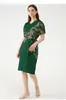 Sukienki imprezowe Sprzedawanie Fold Fold Fard Short Rleeve moda w szpic patchworkowym sznurowanie w magazynie