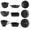 Assiettes Simple mat noir glaçure céramique vaisselle ensemble porcelaine fête vaisselle Sushi assiette tasse à café bol de riz plat de cuisson pour four