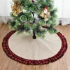 Kerstdecoraties Sublimatie Tree rok Decoratie ornament met rood en zwarte geruite rand geborduurd decor voor het jaar