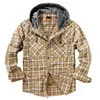 Men's Trench Coats Men's Quilted Lined Button Down Plaid Shirt Add Velvet To Keep Warm Jackets With Hood Chamarras Para Hombre For Men