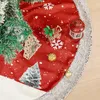 Juldekorationer träd kjol gnome mönster säckväv med grå plysch kanter för semester