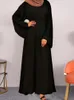 Roupa Étnica Outono Mulheres Elegantes Vestido Muçulmano Abaya Kaftans Roupas casuais Marrocos Vestidos Mulher Dubai Turquia Islamismo Robe Longo Femme Vestidos