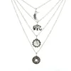 Pendanthalsband Multilayer 3D Elephant Moon Long Necklace 2023 Kvinnans smyckesuppsättning Kedjor Fashion