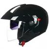 Motorcykelhjälmar Electric Bicycle Helmet Open Face Dual Lens Visors män Kvinnor Summer Scooter Motorcykel Moto Bike