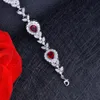 Link Bracelets Chain Fashion Retro Luxury Rupee Ruby Red Water Drop-shaped Crystal Zircon Bracelet Wedding Jewelry For WomenLink