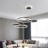 Ljuskronor nordiska aluminiumringar LED -belysning vardagsrum