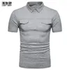Men's Polos Summer Polo High Quality Cotton Pure Color Lapel Pocket Shirt Short Sleeve Slim Business Casual Fit Tops
