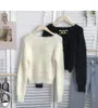 Women's Sweaters Knitted Sweater Korean Style Sweet Women V-Neck Fluffy Chic Short Pullover Female Casual Ladies Clothes Drop