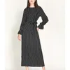 Ethnic Clothing Islamic Traditional European And American Muslim Middle East Fashion Women's Striped Trumpet Sleeve Dress