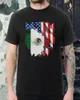 Camisetas masculinas bandeira mexicana dentro da camisa americana. Camiseta de canela de pica-decote de algodão