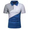 Polos pour hommes mode hommes été décontracté Collage couleur manches courtes col rabattu contraste ample taille européenne Polo