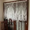 Curtain White Floral Lace Balloon Valance Roman Retro Half-Curtain For Glass Door Small Window Kitchen